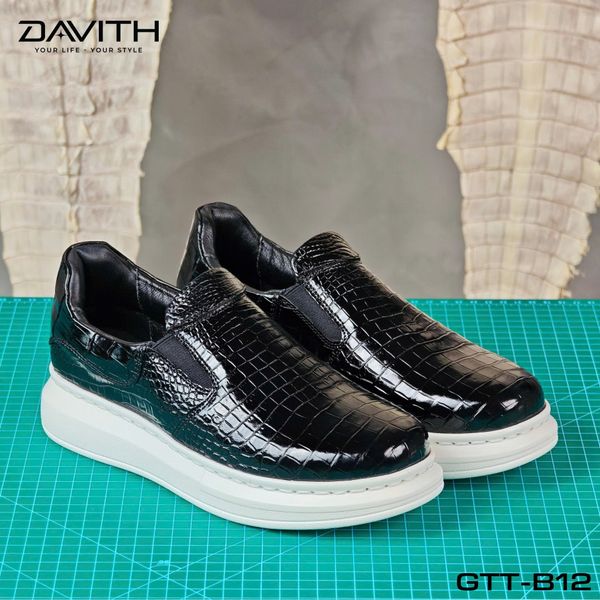Giày thể thao không dây cao cấp da bụng cá sấu loại 1 - GTT-B12