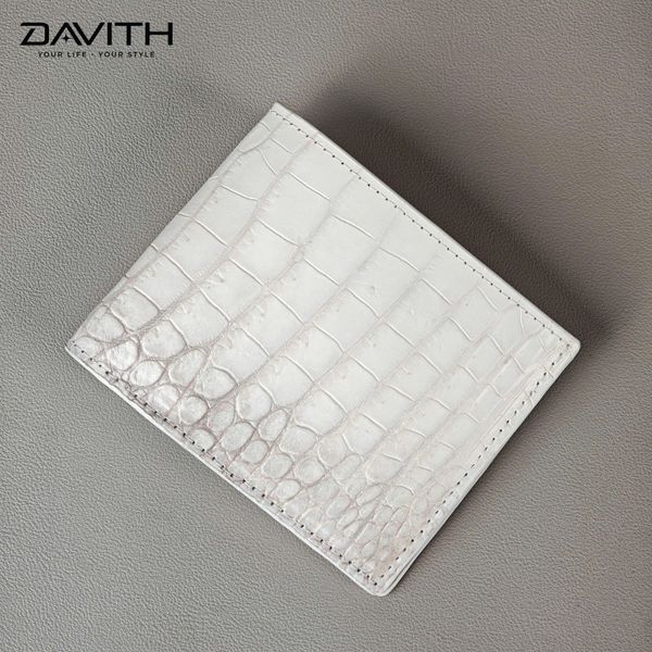 Ví ngang nam 2 mặt da bụng cá sấu bạch tạng cao cấp - VNB-BT